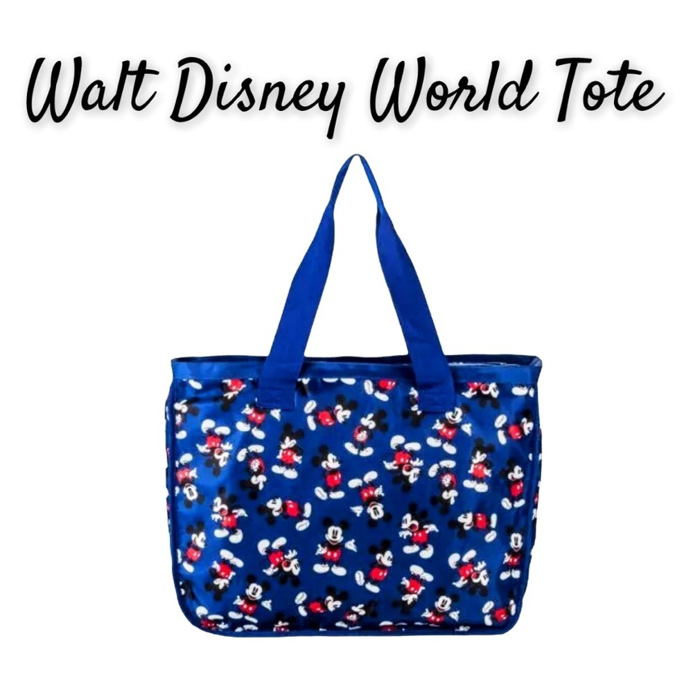 Disney Store Large Navy Tote With All Over Mickey Mouse Print